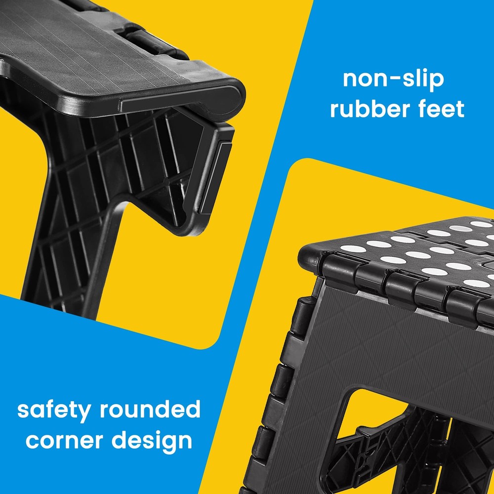 ACSTEP Folding Step Stool 9in Kids Tall Step Stool 300lb Plastic Foldable Non-Sl