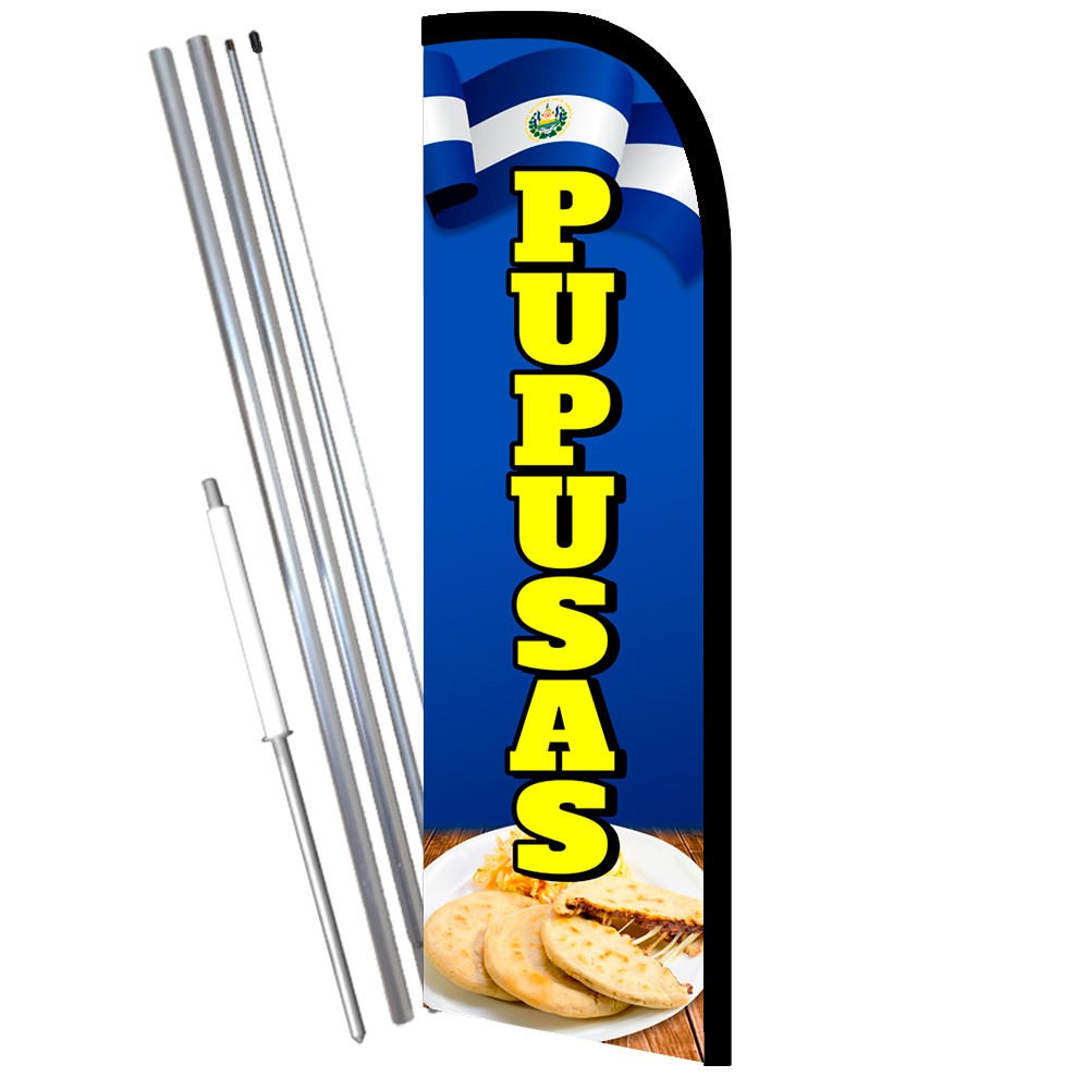 PUPUSAS Premium Windless Feather Flag Bundle (Complete Kit) OR Optional Replacem