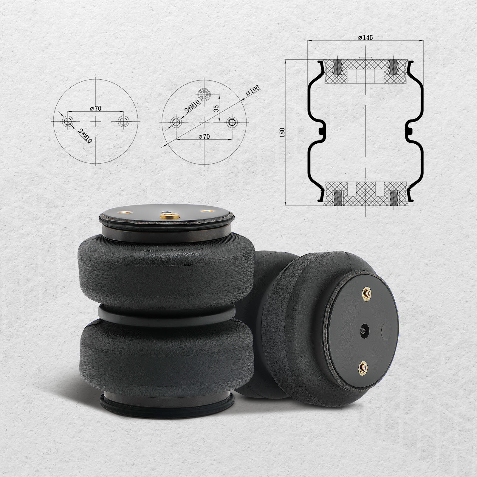 Air Suspension Spring bag Kit Rear for Dodge Ram 2500 3500 2003-2013