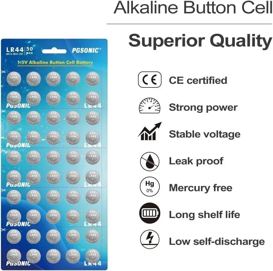 AG13 LR44 A76 357 L1154 SR44 1.5V Button Battery Coin Cell