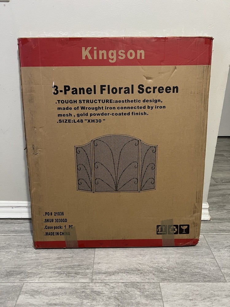 3-Panel Arched Fireplace Screen Decorative, Handcrafted Iron Spark Cover