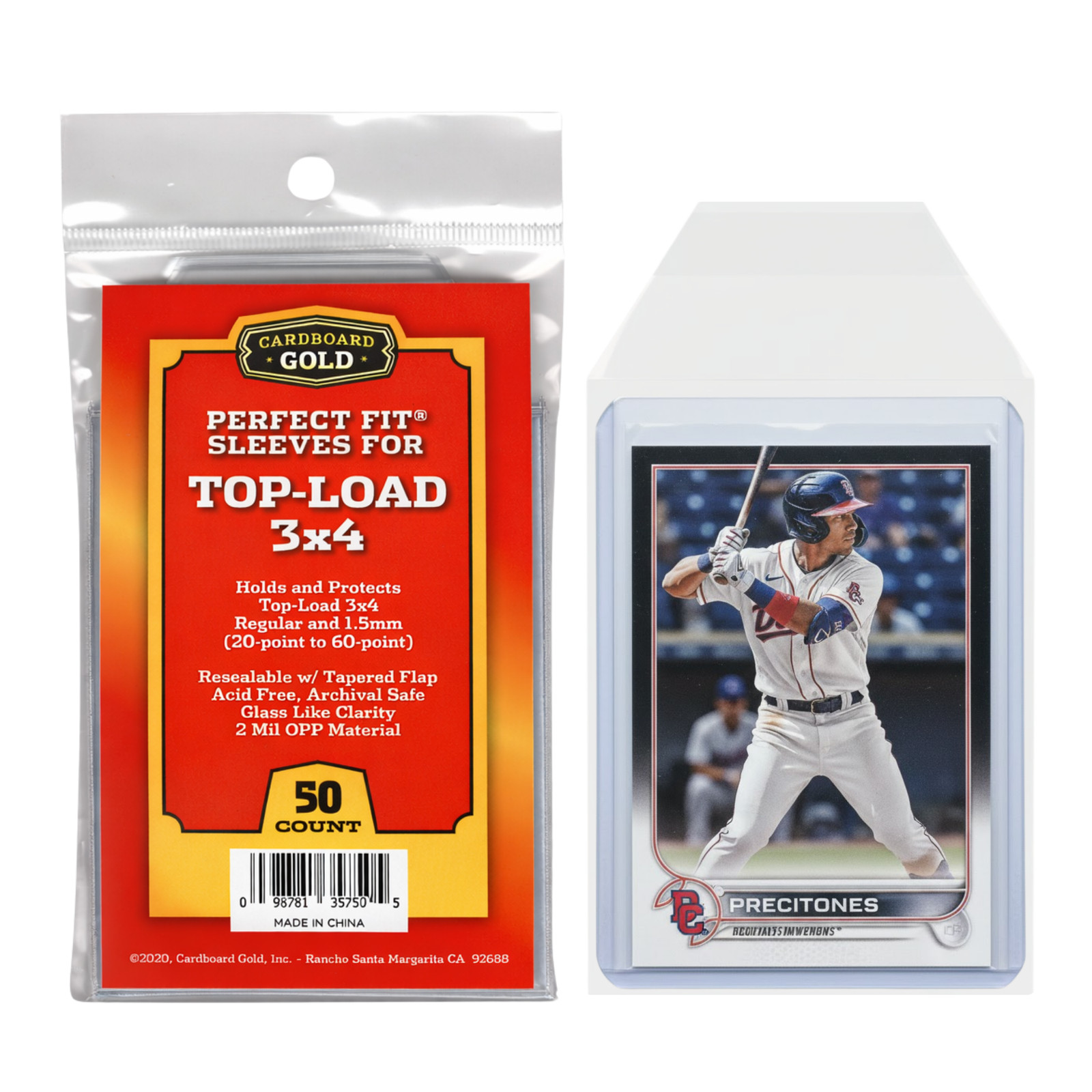 10 Packs 500ct Perfect Fit Sleeves for 20-60 PT Regular 3 X 4 Top-Loaders CBG