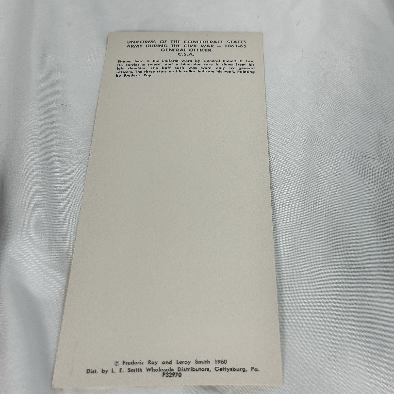 American Civil War Uniforms Of The Confederacy Set Of 6 Art Cards In Folder