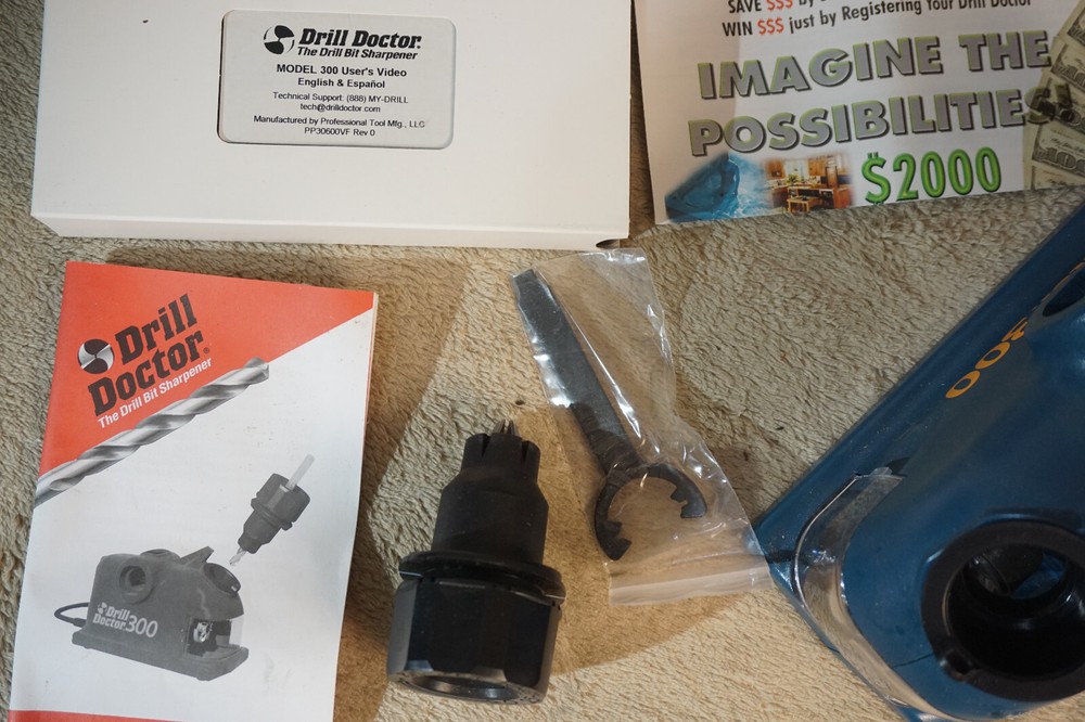 Drill Doctor Model 300 Bit Sharpener with Box, VHS Guide & Instruction Manual