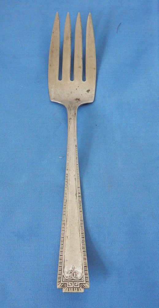 National Silver Silverplate Doric 8" Cold Meat Serving Fork