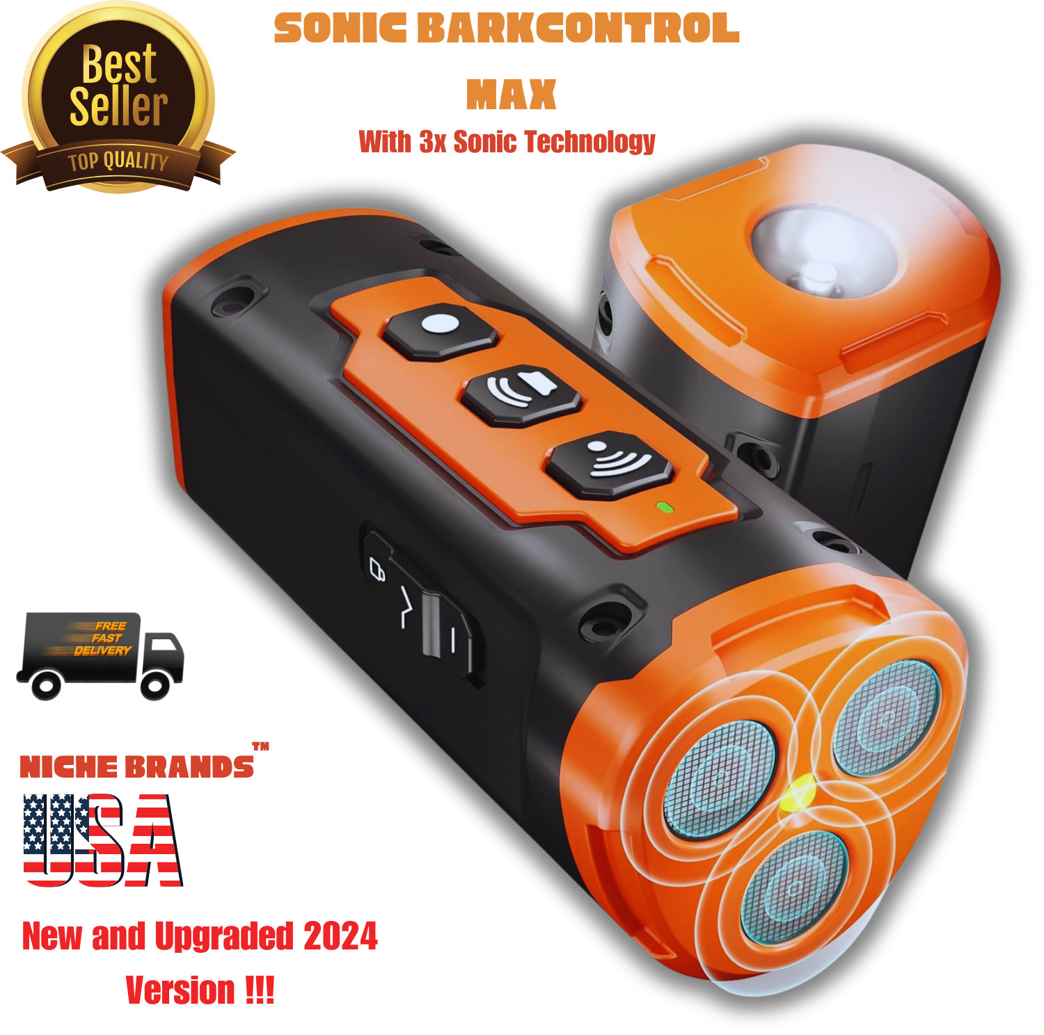 Niche Brands  50Ft Dog Bark Deterrent Devices W/3X UltraSonic Emitters | No Bark