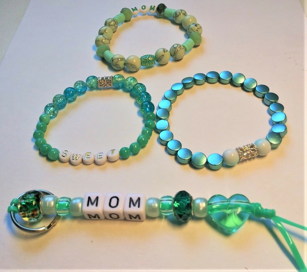 Sweet Mom Stretchy Bracelet Stack and Key Ring
