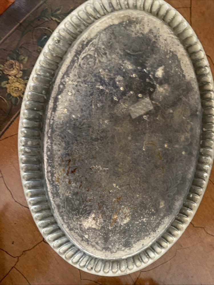 Mini Silverplated Tea Set Teapot Creamer Sugar Platter 5