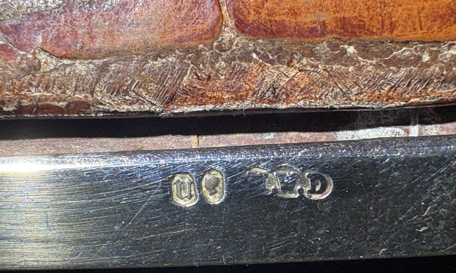 Antique 1875 Victorian Sterling Silver and Alligator Card Case Leuchars & Sons