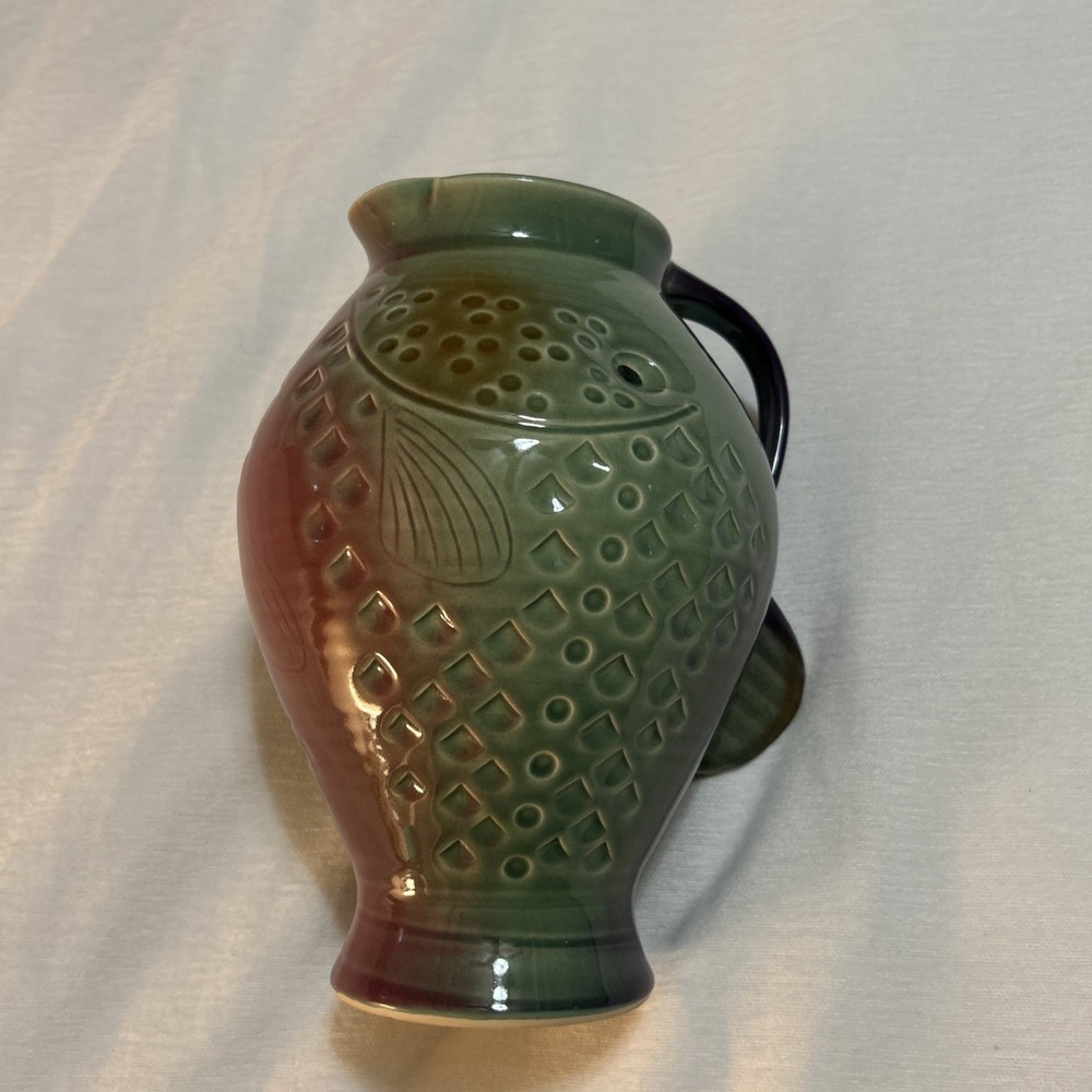 Beautiful Bob Brehmer Pottery Fish Pitcher Signed