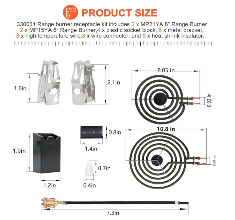 Elemento De Quemador Gama Electrica Pieza De Repuesto Para Estufa Paquete De 4.