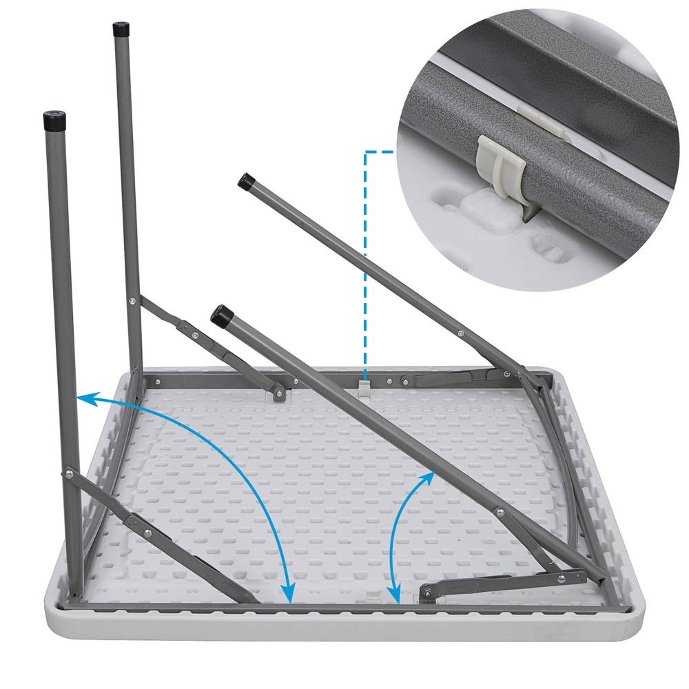 3 ft Portable Plastic Folding Table Square Card Table for Camping Picnic White