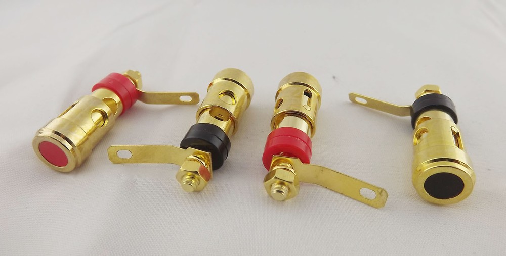 5 Pair Gold Speaker AMP Terminal Binding Post Spring Loaded Press Type Red Black