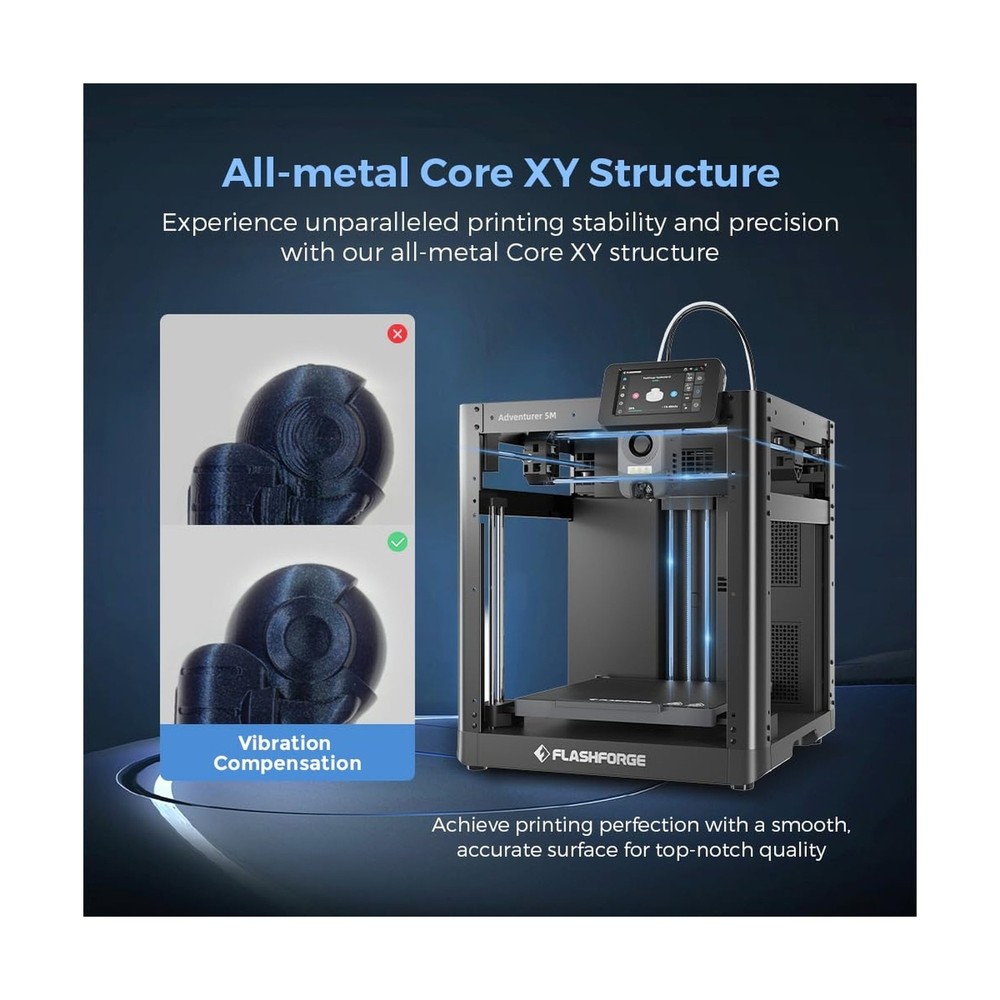 FLASHFORGE Adventurer 5M 3D Printer, 600mm/s Max High-Speed 3D Printers with ...