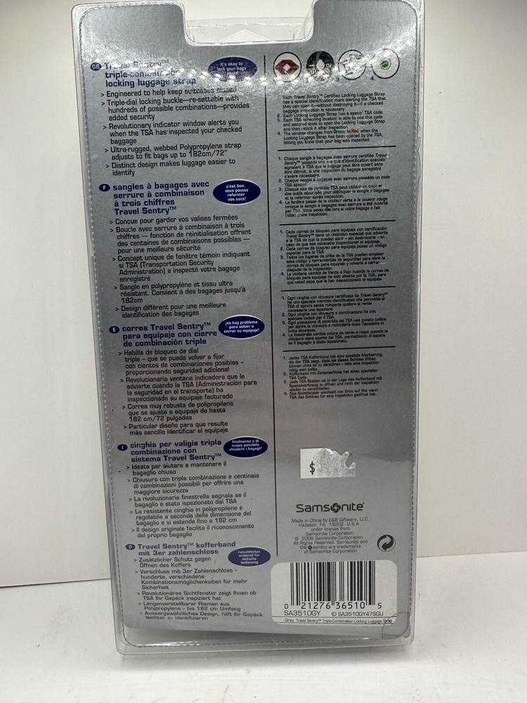 Samsonite Luggage strap: TSA light code activation