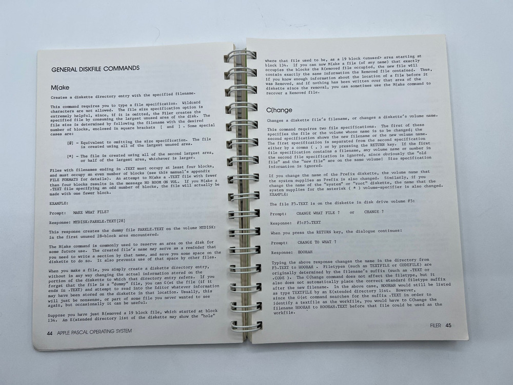 Apple II Pascal Operating System Reference Manual - 1980 Spiral Binding