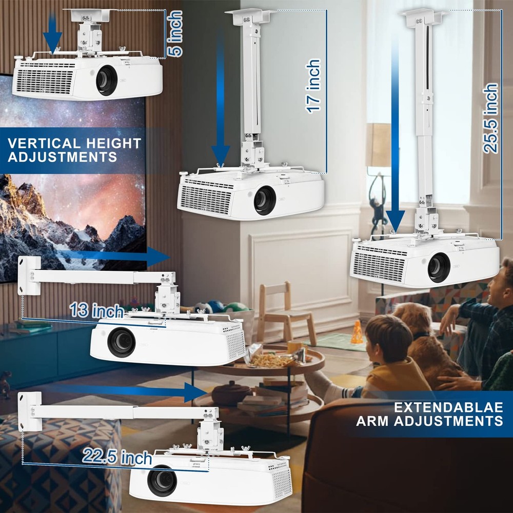 DAWASAPAT Adjustable Projector Ceiling/Wall Mount 3in1 Universal Bracket for...