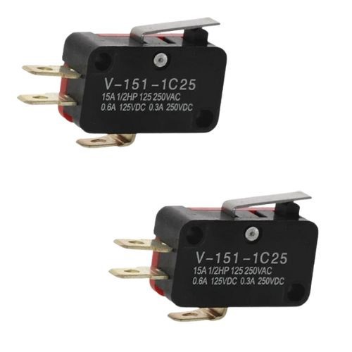 (2 Pack) V-151-1C25 Micro Limit Switch,  Short Hinge Lever, SPDT