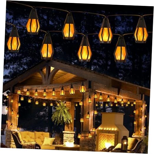 Solar String Lights for Outside, 33Ft Solar Patio Light with 15 33ft Warm White