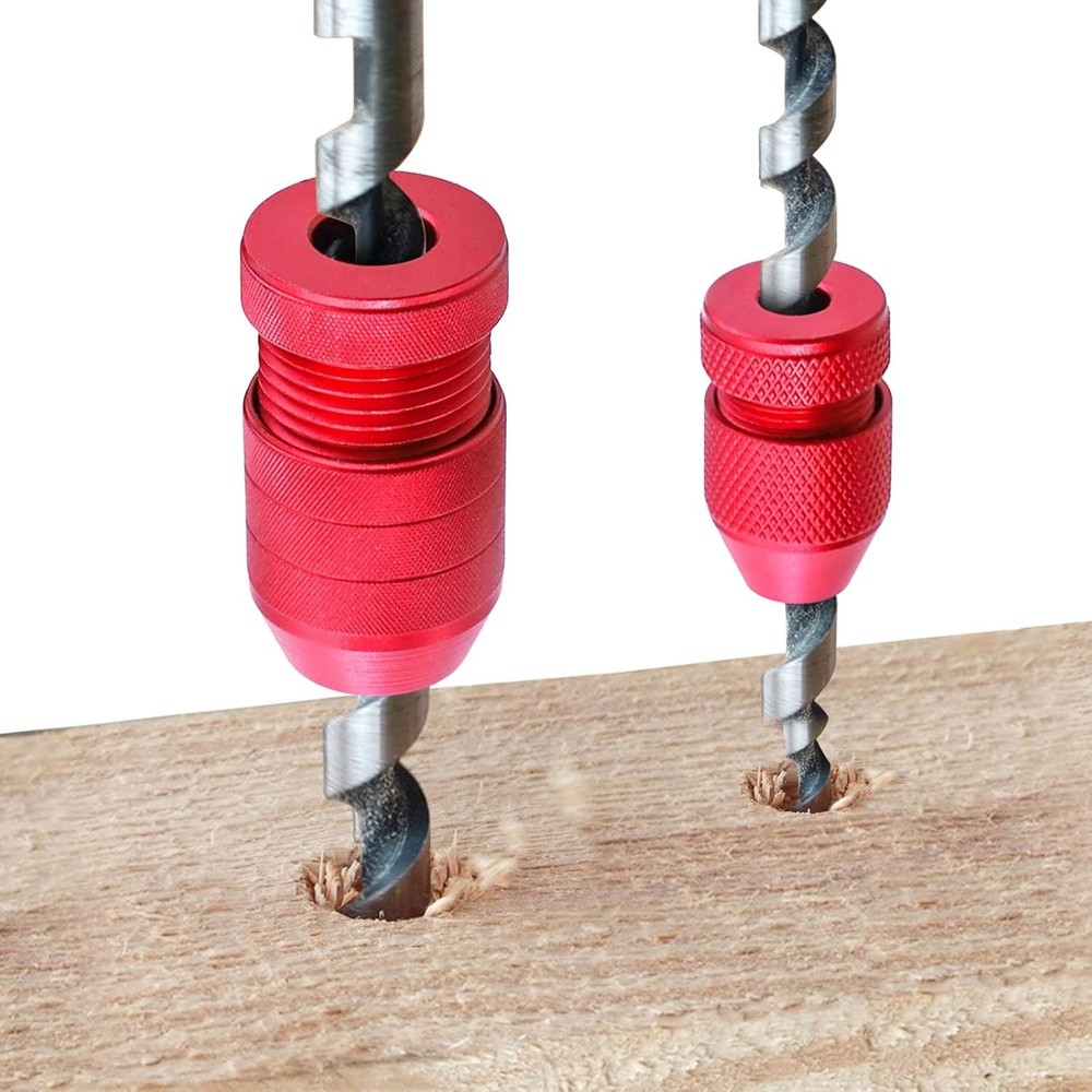 2-Piece Adjustable Aluminum Drill Stop Set - Versatile for Multiple Materials