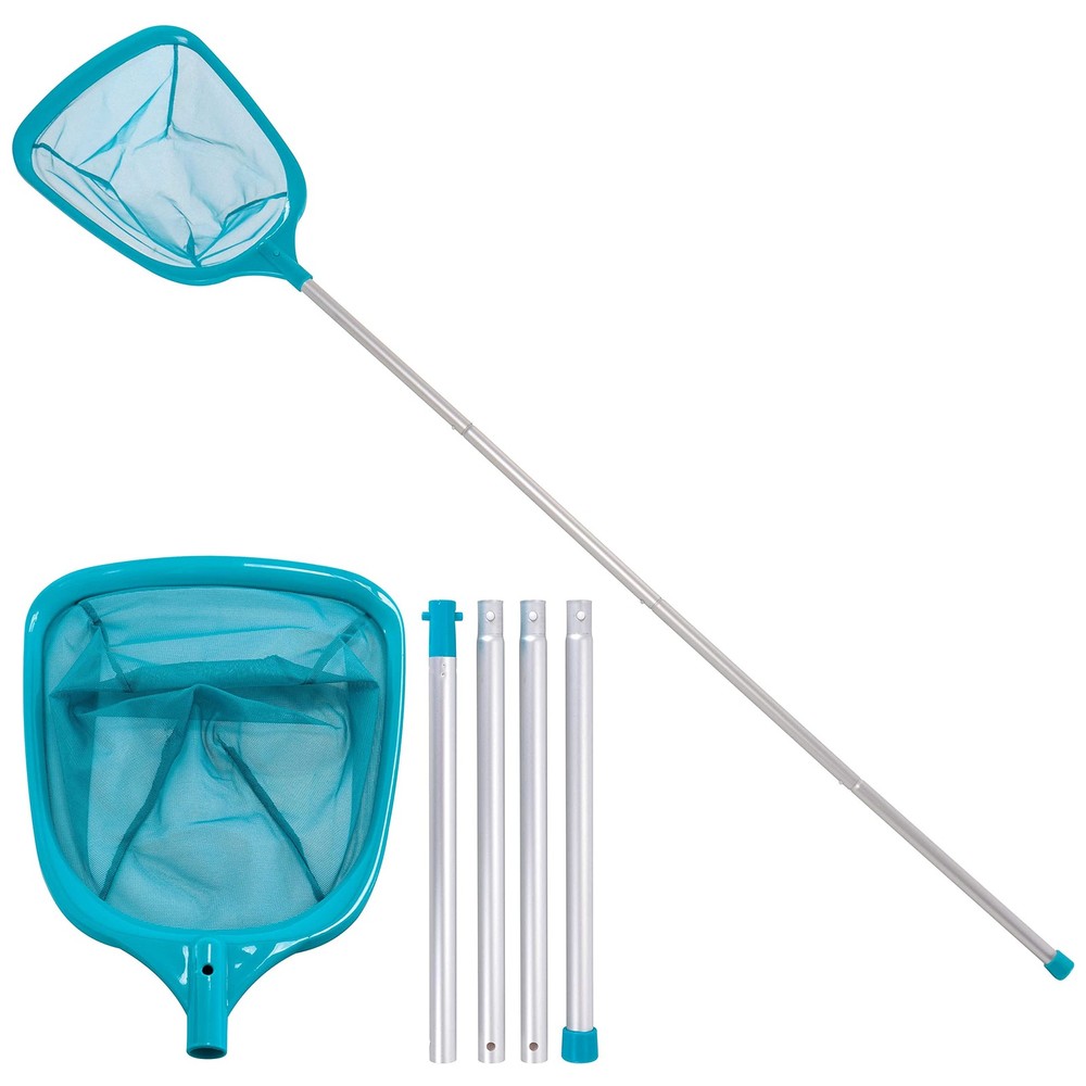 Pool Leaf Skimmer Net with 4 Aluminum Pole Sections 6 in Deep