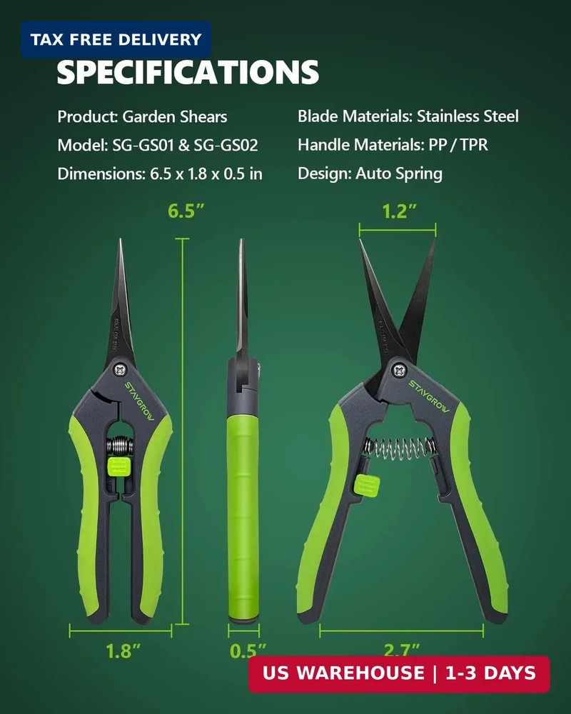 2pcs 6.5" Pruning Shears for Gardening, Ultra Sharp Garden Scissors for Precise