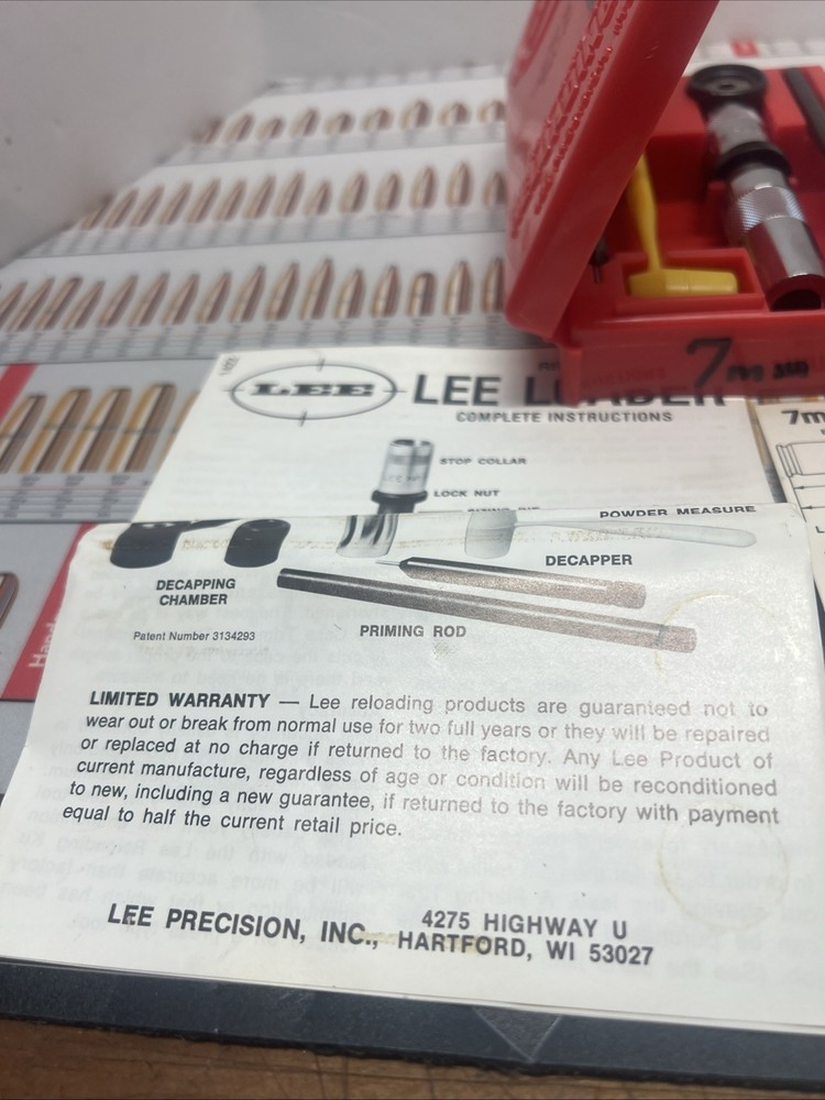 VTG LEE LOADER COMPLETE RELOADING TOOL 7X57 MAUSER & GUIDES REAL NICE