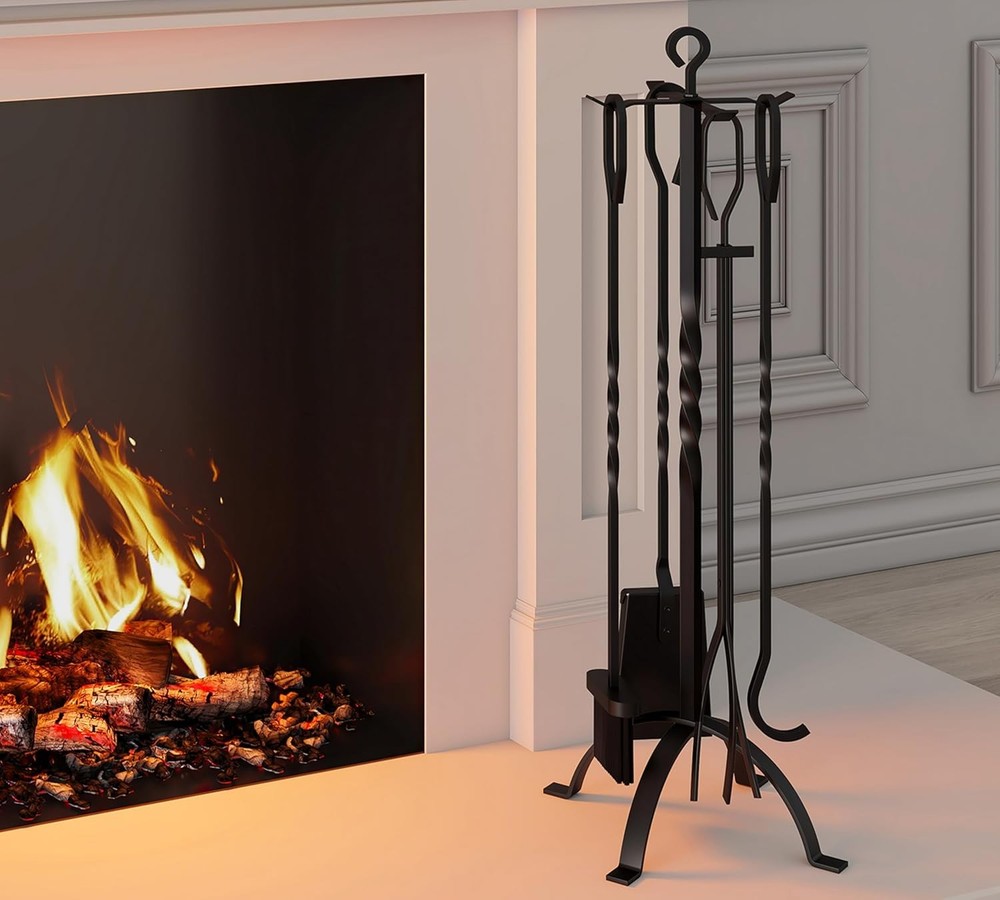 Fire Beauty 5 Pieces Fireplace Tools Sets Fireplace Accessories Tools Holder wit