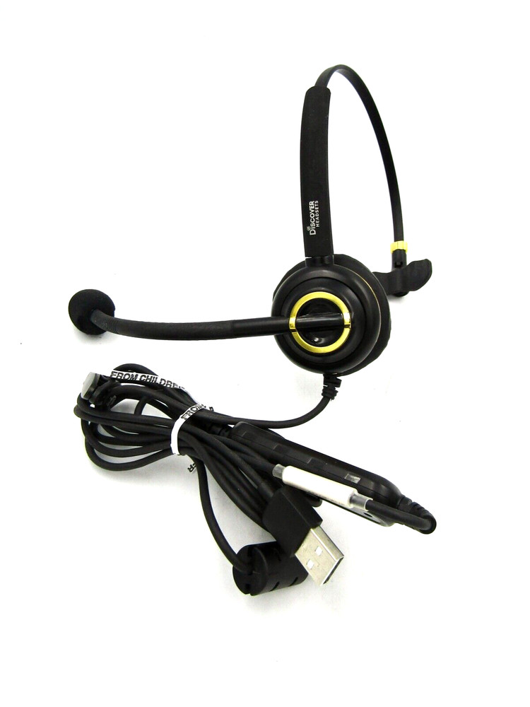 Discover D711U Professional Noise Canceling USB Headset w/ Inline Control - USED