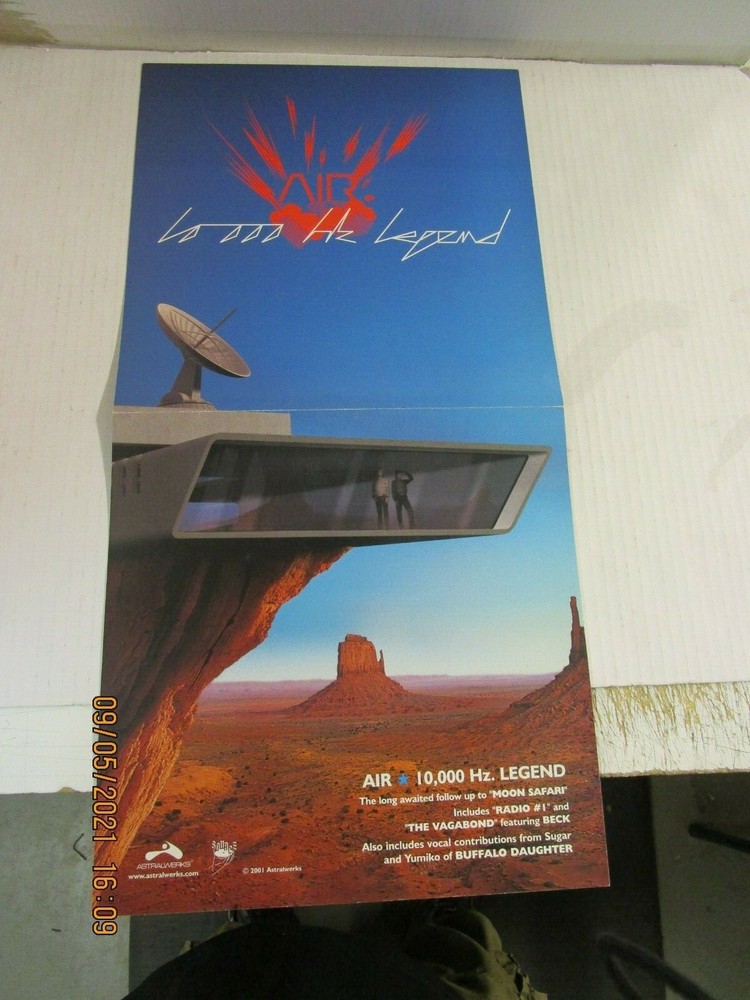 AIR 10,000 HZ Legend 12" X 24" Promo Flat Used! Astralwerks Records 2001