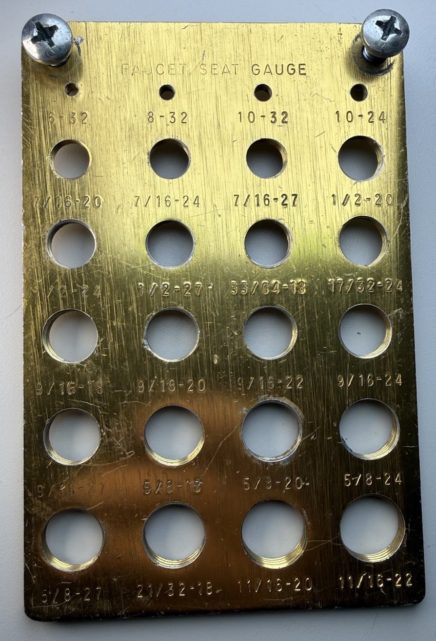 Aluminum Faucet Seat Thread Gauge Tool Brass-Colored 24 Size Plumbing Identifier