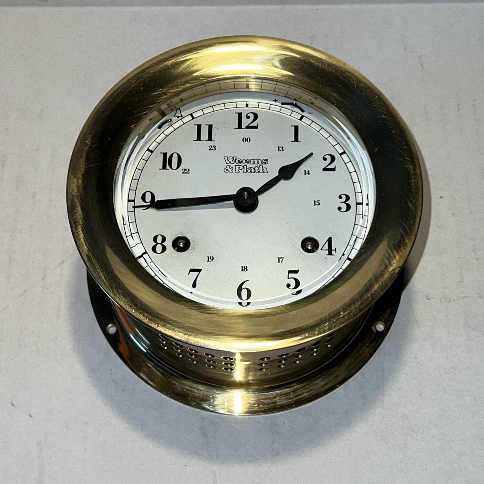 Weems & Plath Atlantis 8-Day Ships Bell Clock 200200 Brass 2002 + Box/Papers/Key