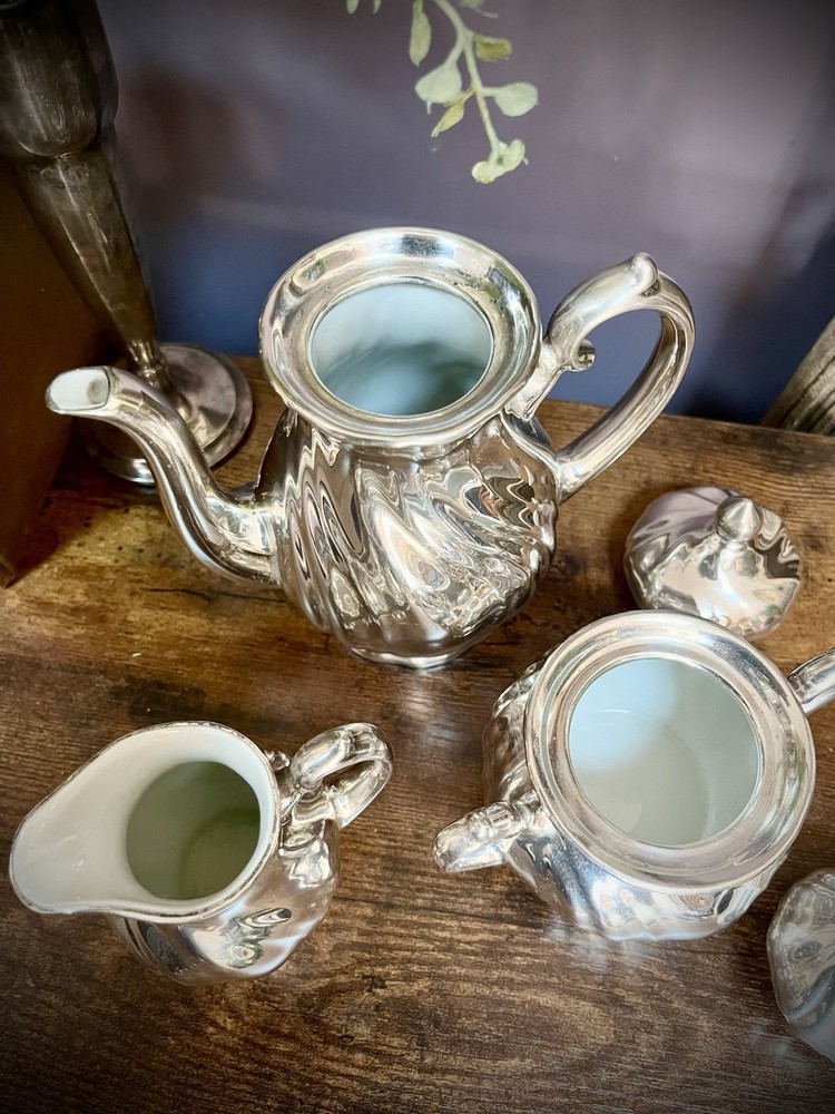 WMF (Germany) Silver-Coated Porcelain Tea Set