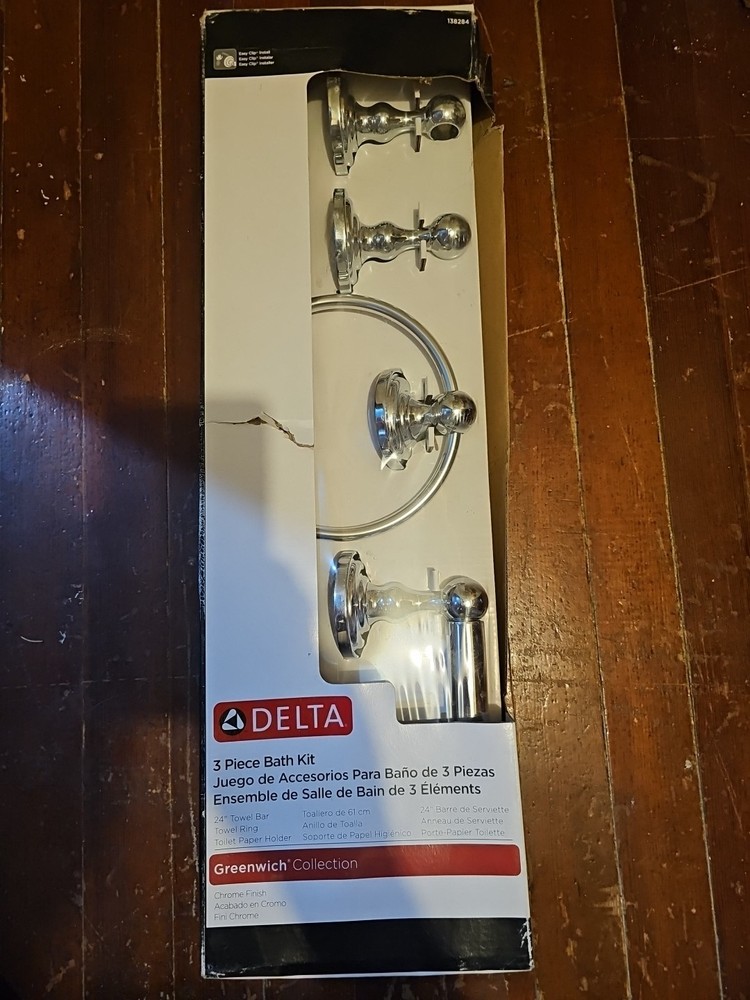 Delta Greenwich  Bath Hardware Set Chrome 3-Pc/Set 138284 - Unopened