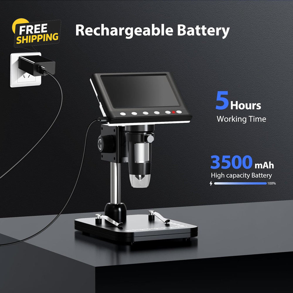 4.3'' IPS Coin Microscope, 1000X Magnification Digital Microscope