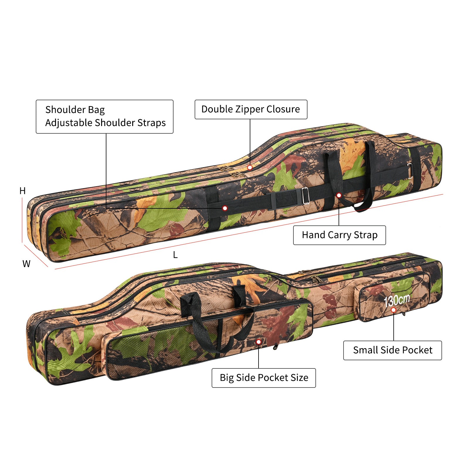 Fishing Rod Case - 3 Layers Fishing Pole Bag Portable Carry Storage Case 130cm