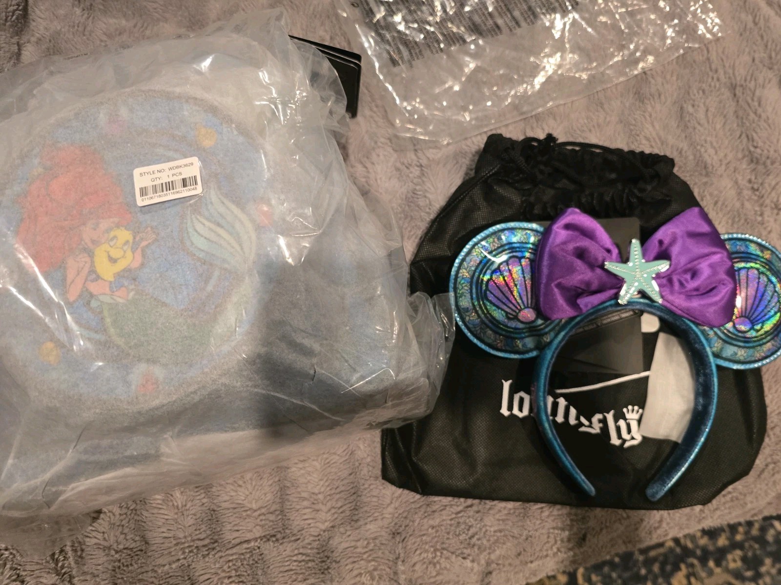 Loungefly Disney Princess Ariel Stained Glass Backpack and Ears Set