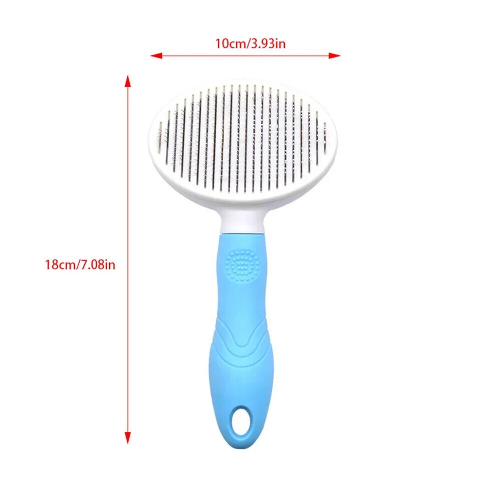 Pet Grooming Brush: Self-Cleaning Slicker Comb with Massage Function