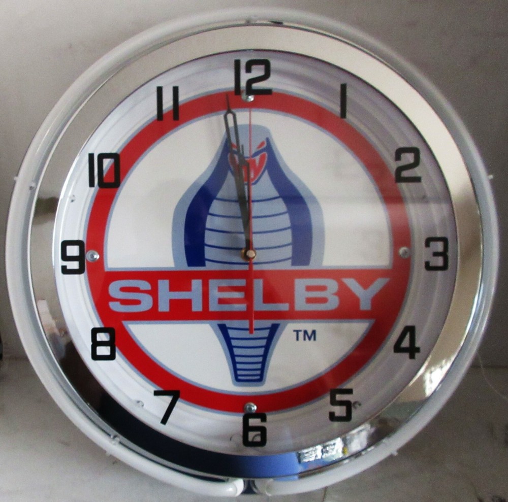Shelby Snake Blue Double Neon Clock 19"