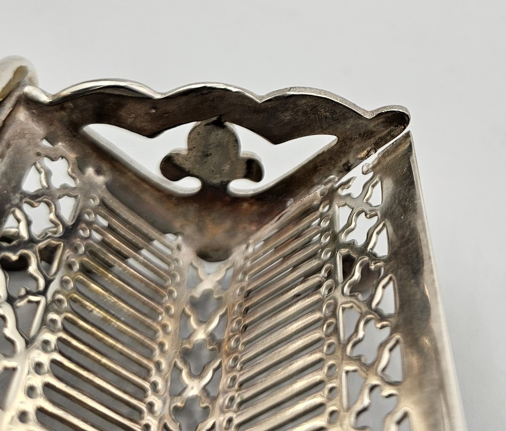 Silver Plated Biscuit Square Cracker Tray Double Sided Reticulated