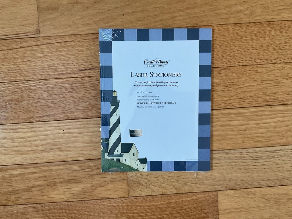 Creative Papers By CR Gibson Laser Stationary. Lighthouse Design. 50 Sheets.NIP.