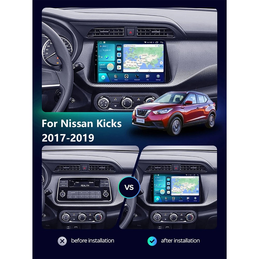 For Nissan Kicks 2017-2019 Stereo Car Radio Android Carplay GPS Navi Multimedia