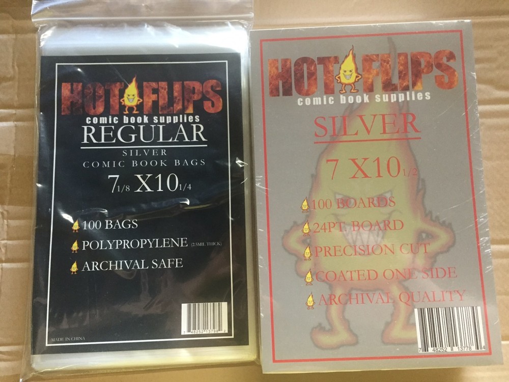 100 Regular Comic Book Poly Bags with Silver Age Backing Boards