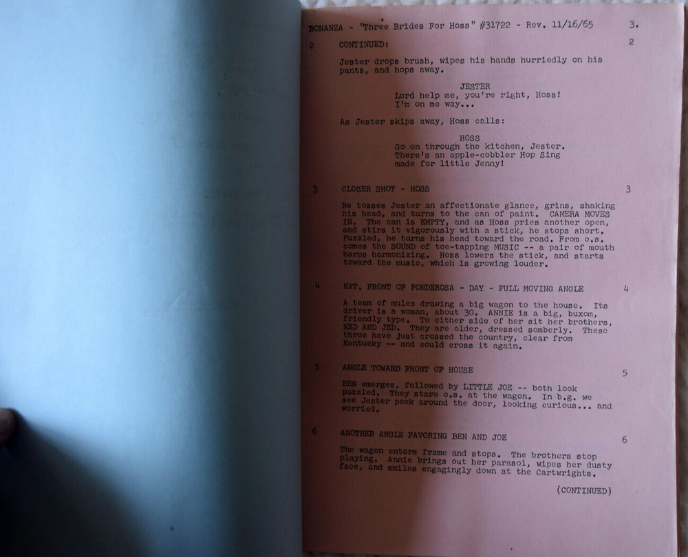 1965 Bonanza "Three Brides for Ross" Original Screenplay Script