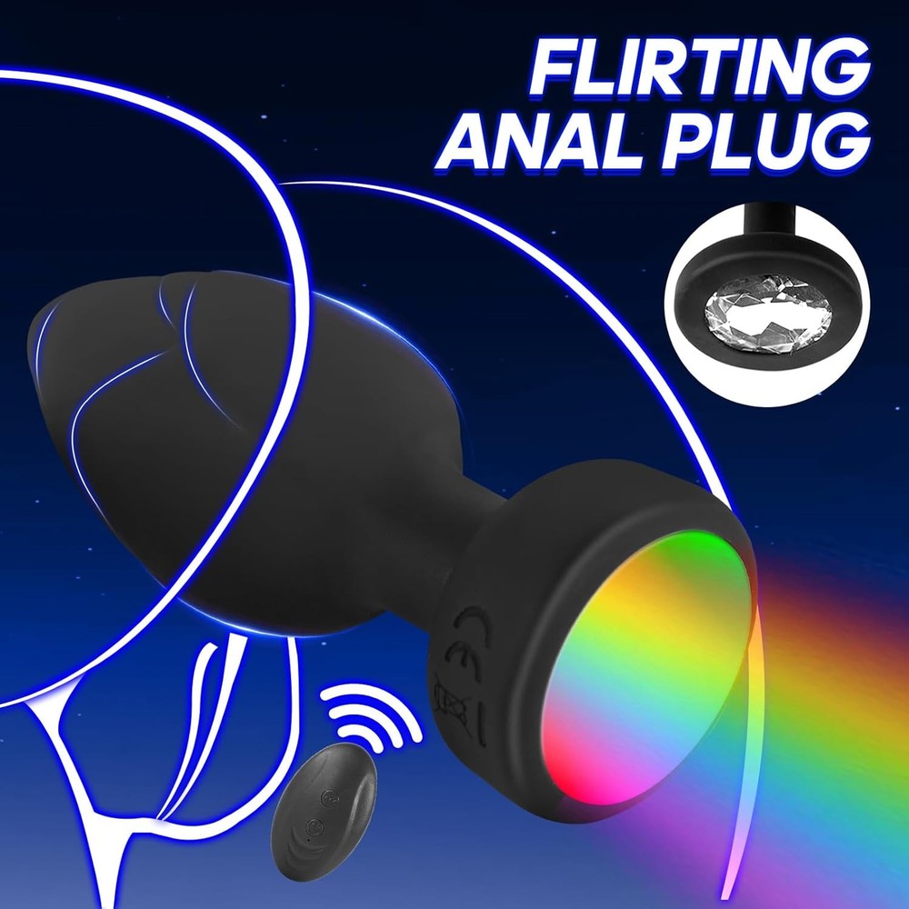 Anal Plug Vibrator with 3Pcs Butt Plug,10 Modes Vibrating Butt Plug - LED Color