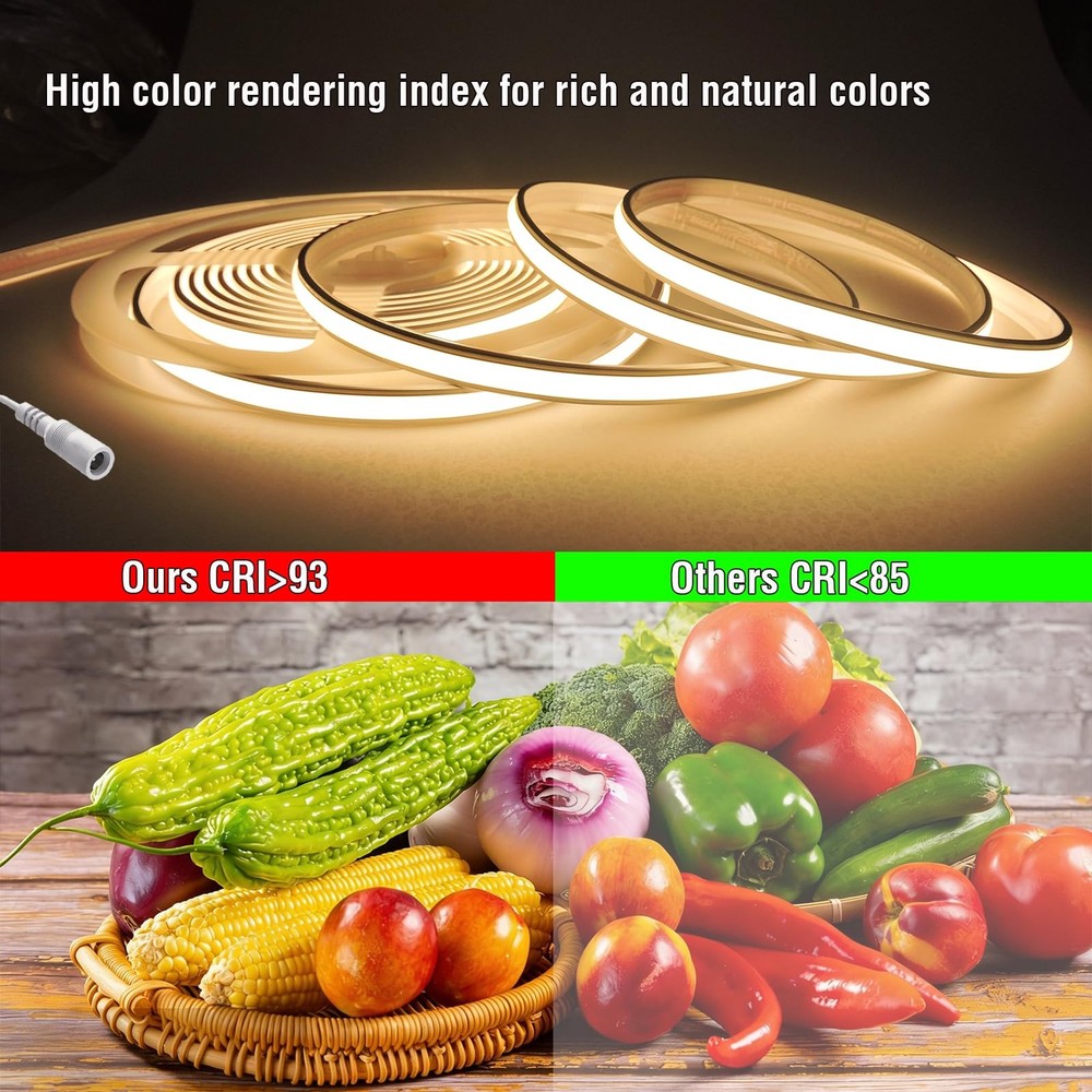 IP67 Waterproof Warm White Dimmable Dotless COB LED Strip Light with Remote &...