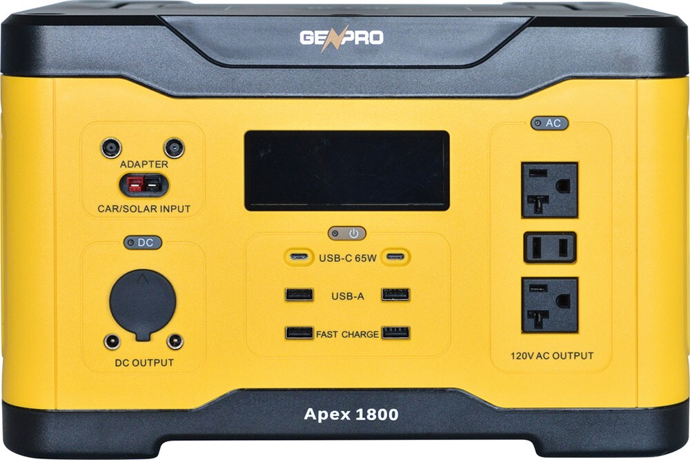 GenPro 1800 - High Capacity Portable Power Station 1800W 1601.5Wh AC DC USB Wire