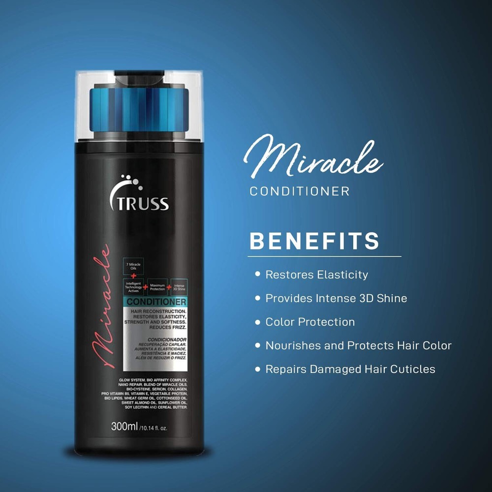 TRUSS Miracle Shampoo & Conditioner Set Bundle with Deluxe Prime & Miracle Mask