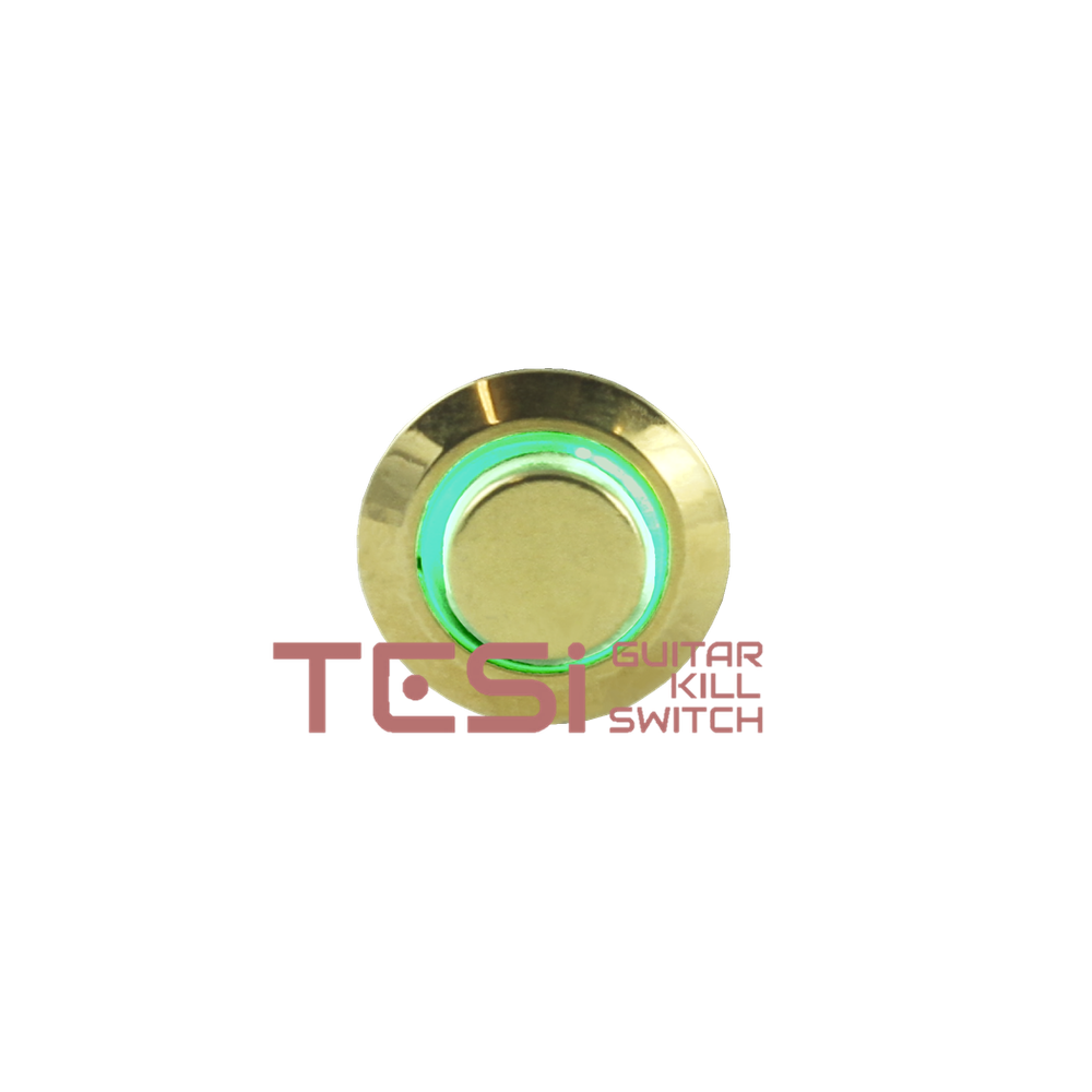Tesi POCO 12MM LED Momentary Push Button Guitar Kill Switch Gold/Green