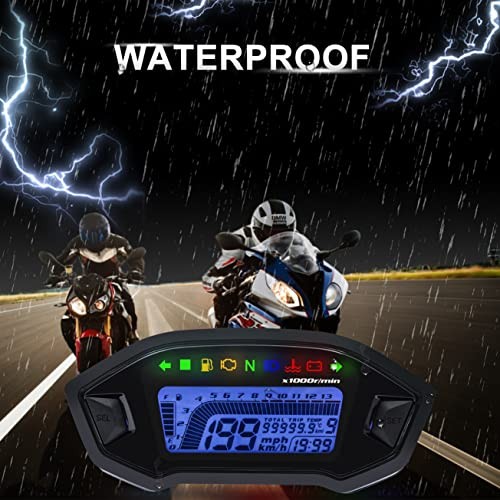 Motorcycle Speedometer Tachometer Universal 13000rpm LCD Digital Odometer